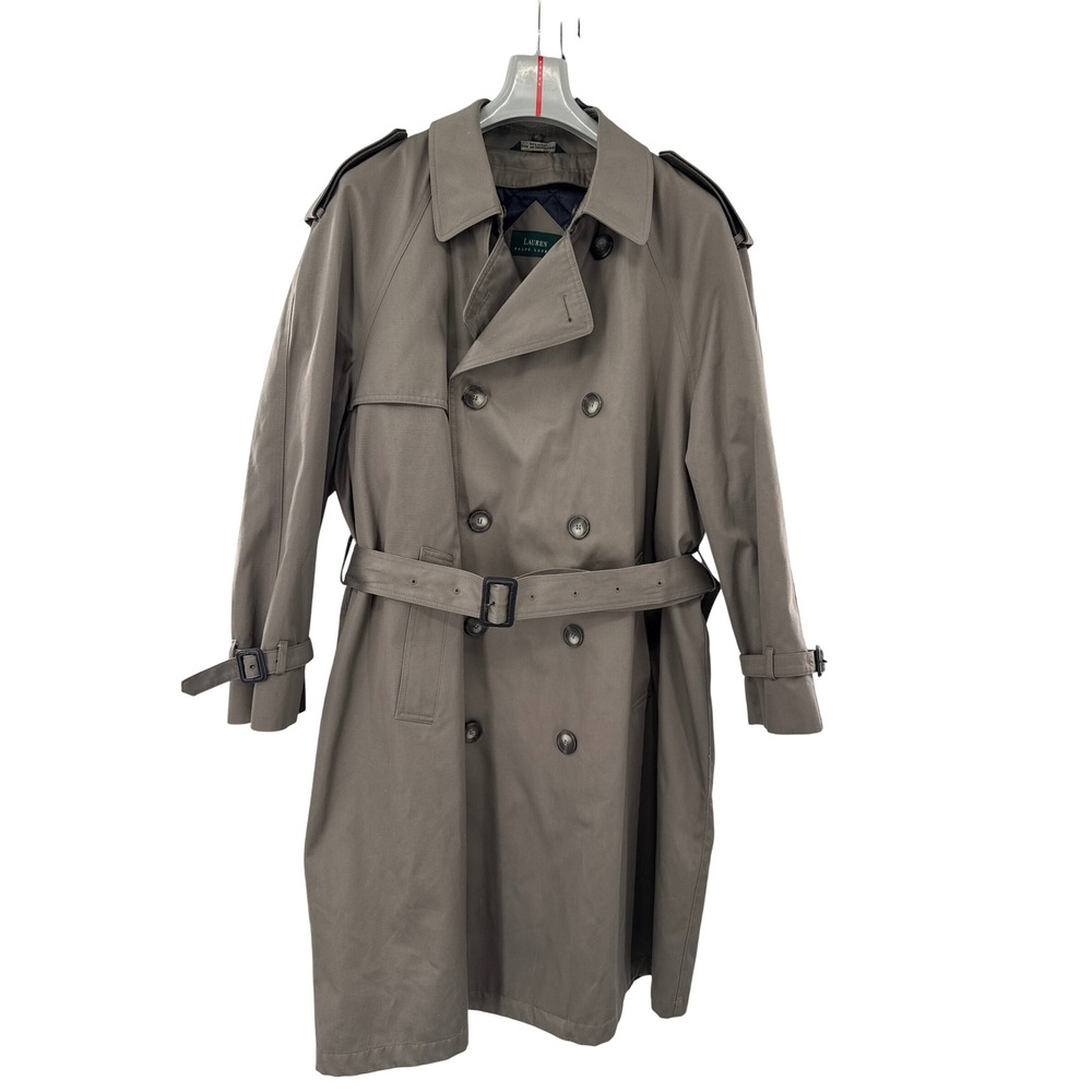 Lauren Ralph Lauren Men Double Breasted Trench Coat Quilted Removable Lining 44S